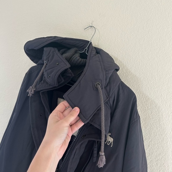 Rare Abercrombie & Fitch Lined Parka Men’s Size Large Hooded Jacket Fleece Lined - Picture 7 of 13